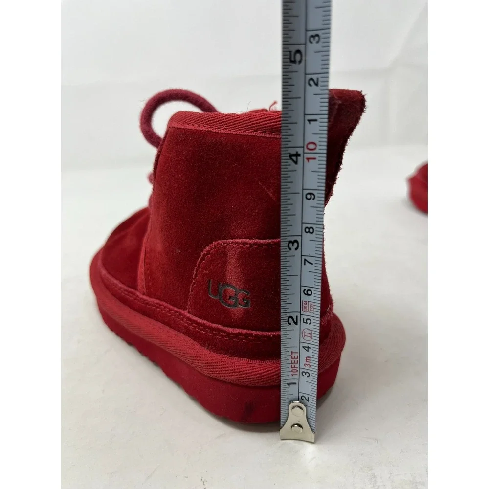 UGG Neumel‎ Boots Shoes Toddler Size 8 Red Suede Zip Ankle Sherpa Lined